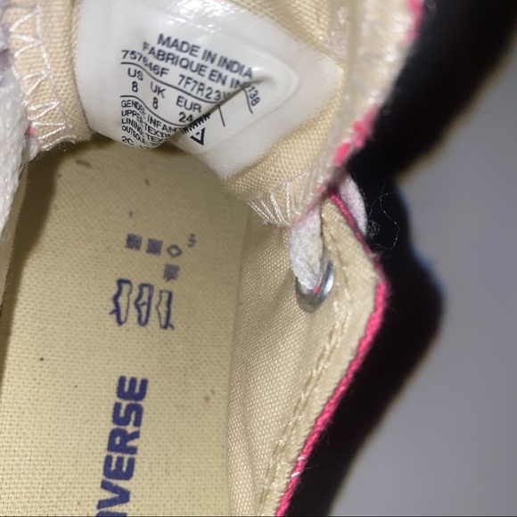 Girls converse all stars pink low top sneakers size 3 baby toddler kids - Picture 5 of 5